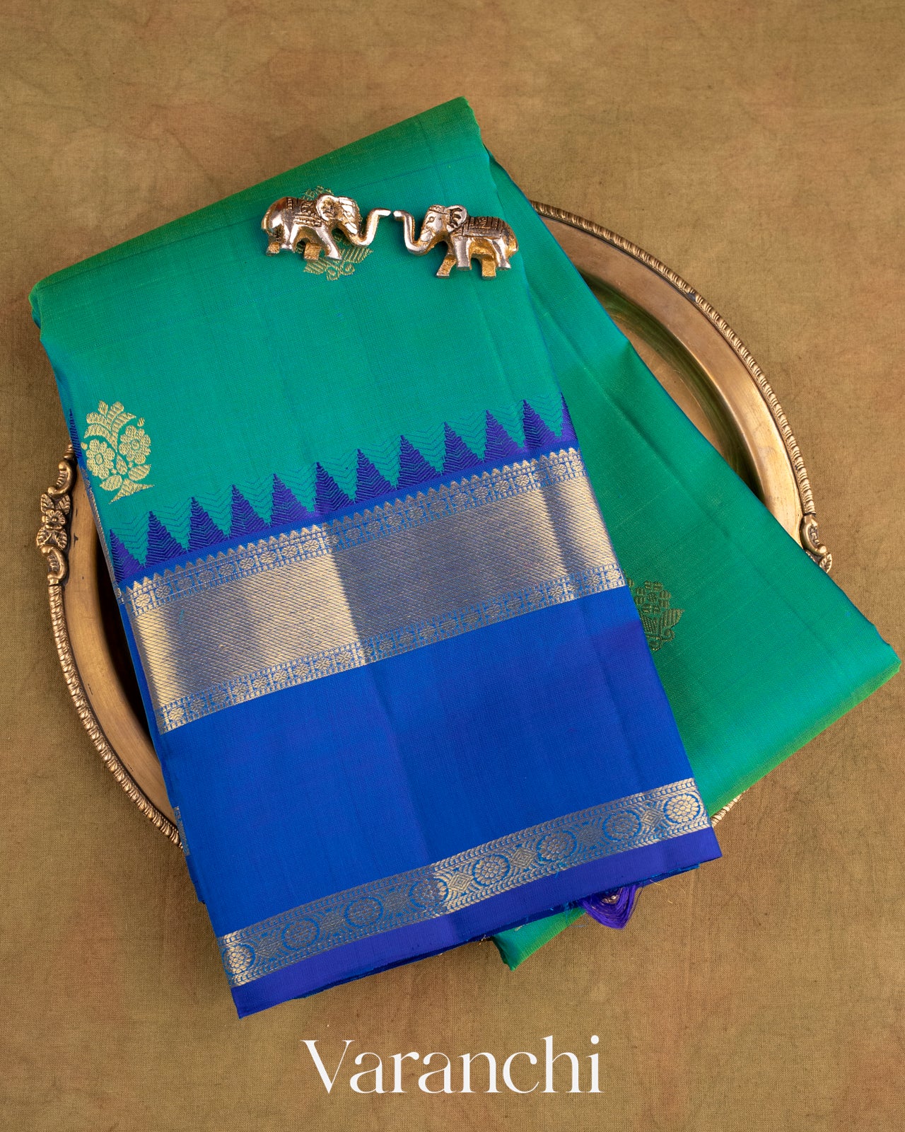 Rama Green Pure Kanchipuram Silk Handloom Saree