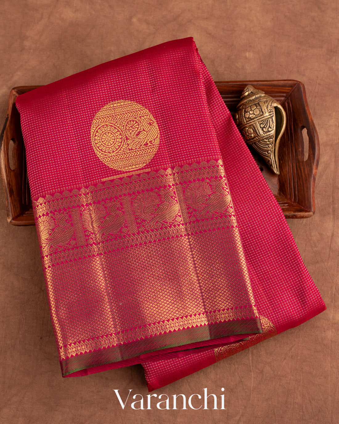 Maroon Vaira Oosi Pure Kanchipuram Silk Handloom Saree