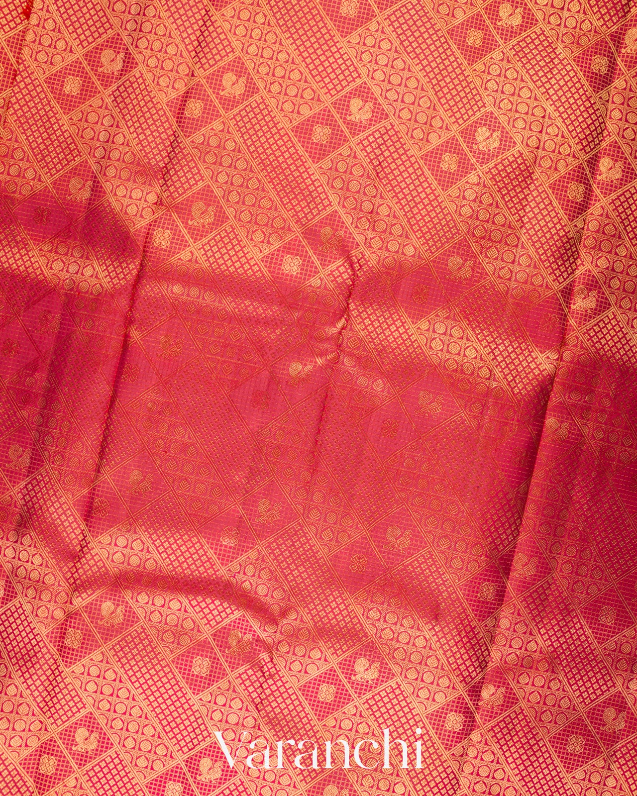 Reddish Pink Heavy Brocade Pure Kanchipuram Silk Handloom Saree