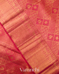 Reddish Pink Heavy Brocade Pure Kanchipuram Silk Handloom Saree