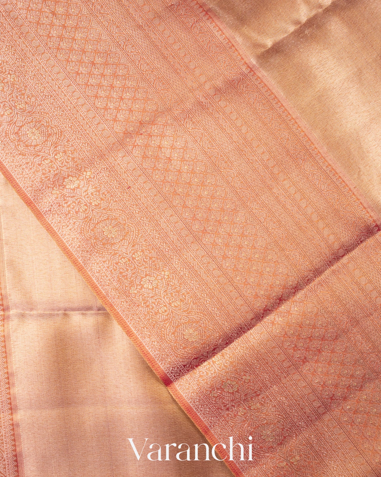 Rose Gold  Pure Tissue Kanchipuram Silk Saree