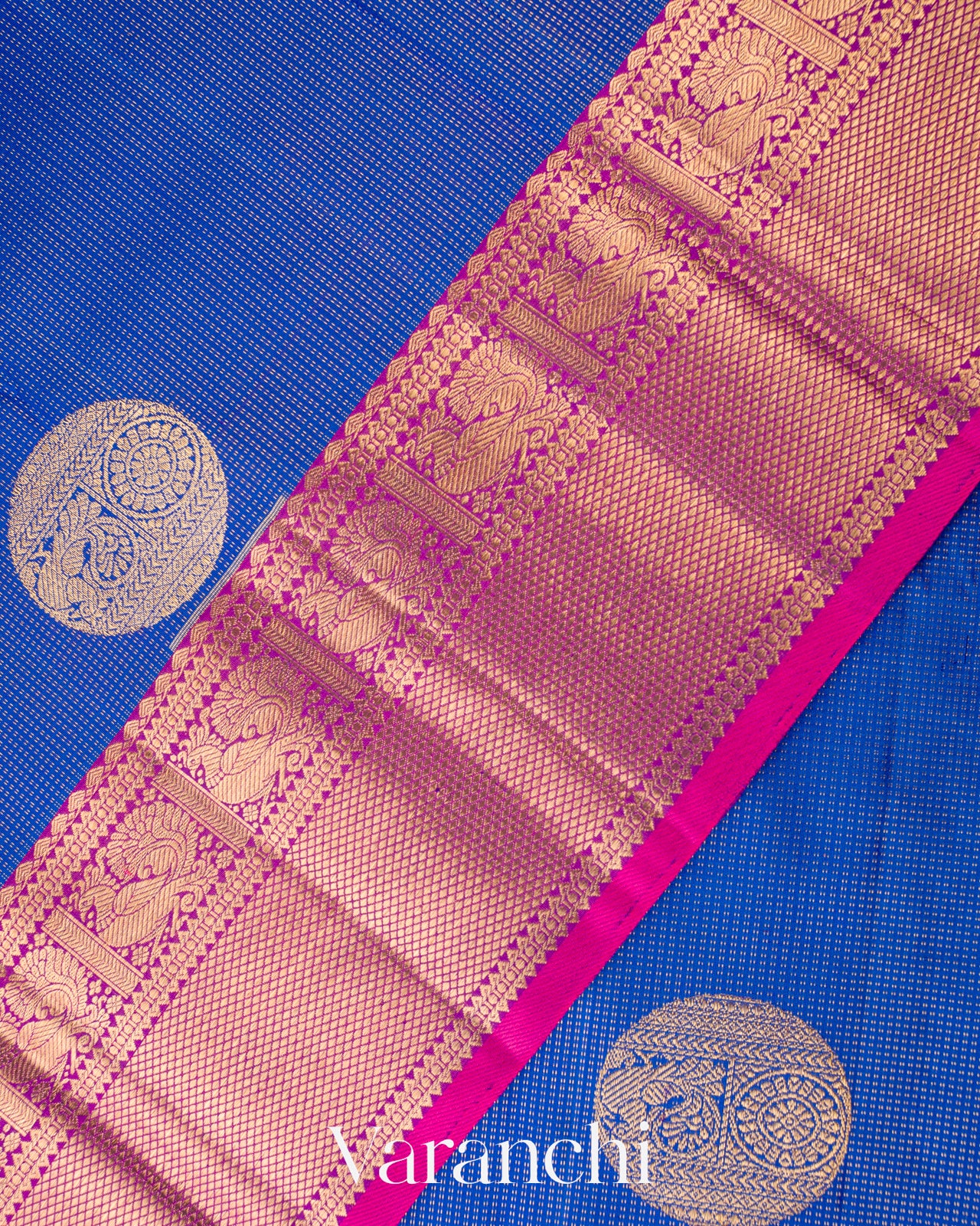Royal Blue Pure Kanchipuram Silk Handloom Saree