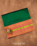 Bottle Green Korvai Pure Kanchipuram Silk Cotton Handloom Saree