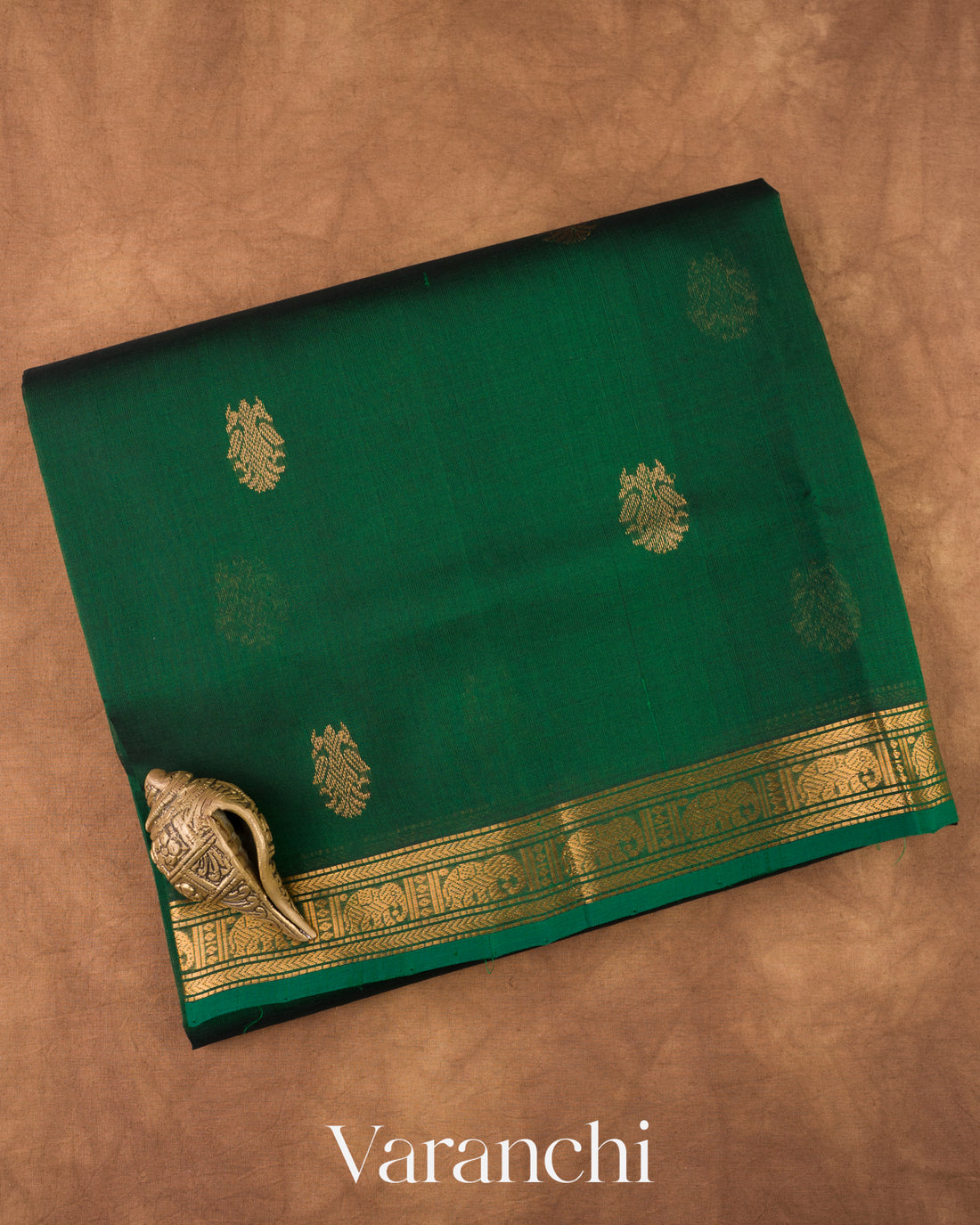 Bottle Green Pure Kanchipuram Silk Cotton Saree