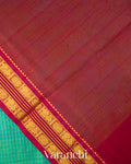 Emarald Green With Small Checks Pure Kanchipuram Silk Cotton Saree