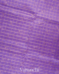Lavender Purple Checks Pure Kanchipuram Silk Cotton Handloom Saree  