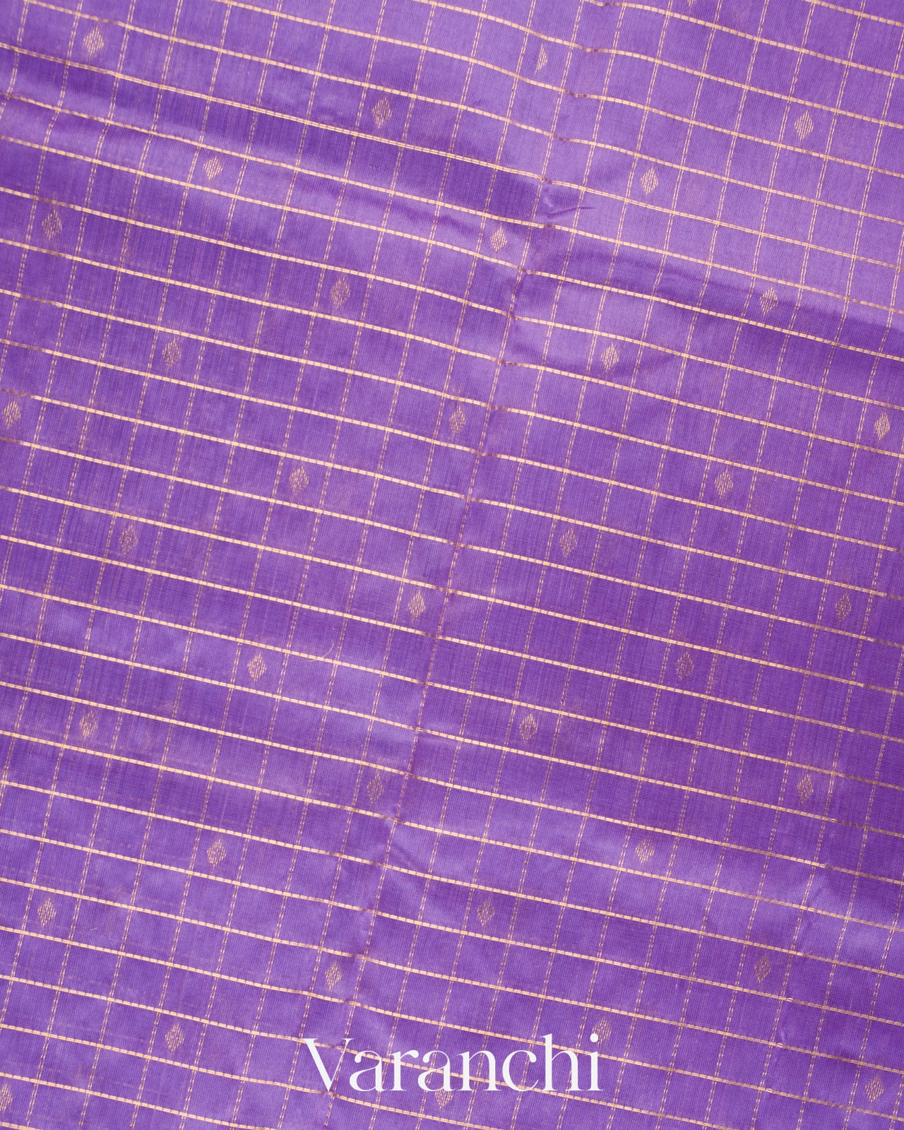 Lavender Purple Checks Pure Kanchipuram Silk Cotton Handloom Saree  