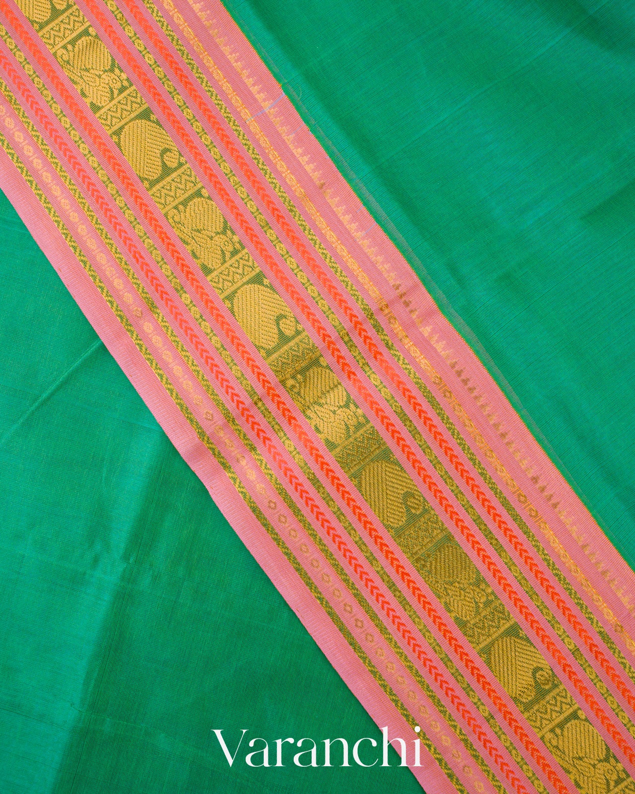 Emerald Green Pure Kanchipuram Silk Cotton Saree 