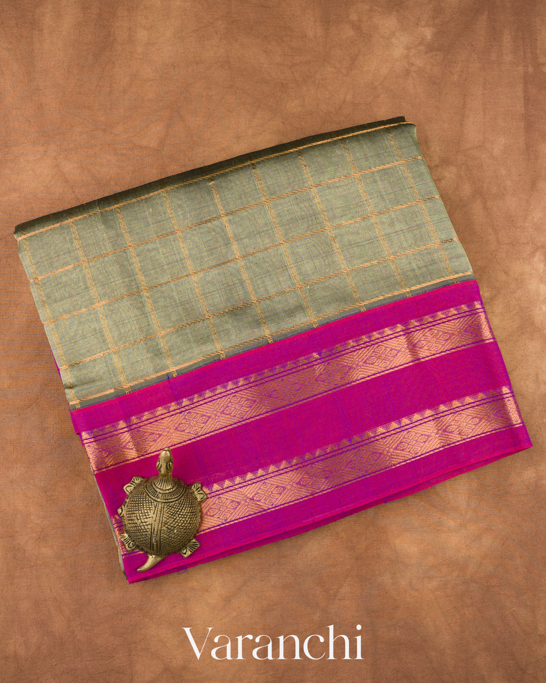 Olive Green Pure Kanchipuram Silk Cotton Saree