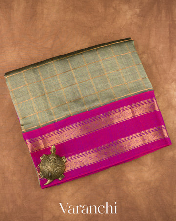 Olive Green Pure Kanchipuram Silk Cotton Saree