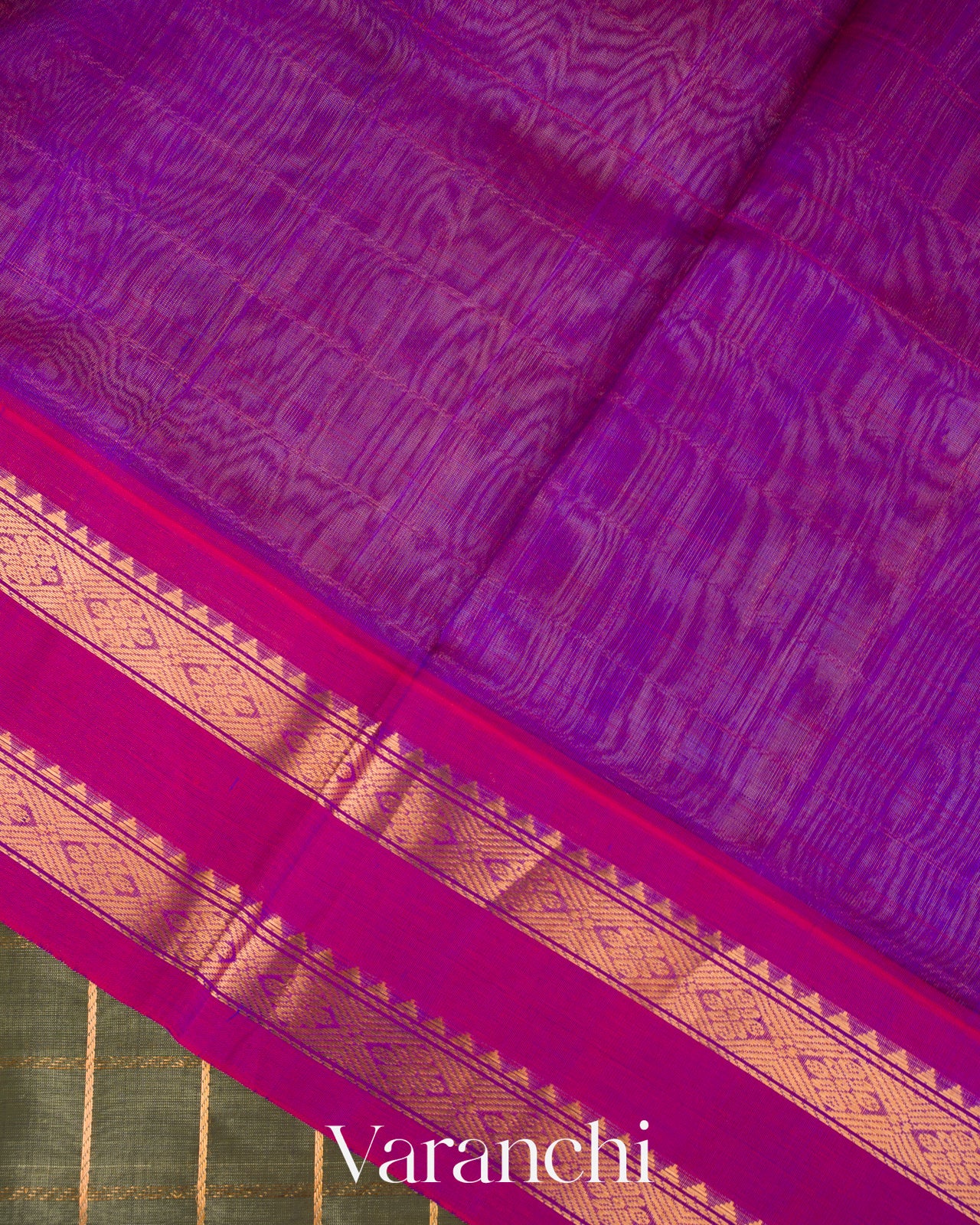 Olive Green Pure Kanchipuram Silk Cotton Saree