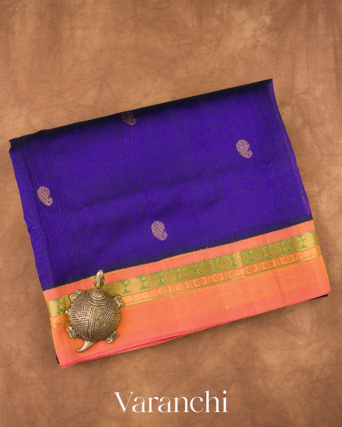 Navy Blue Pure Kanchipuram Silk Cotton Saree 