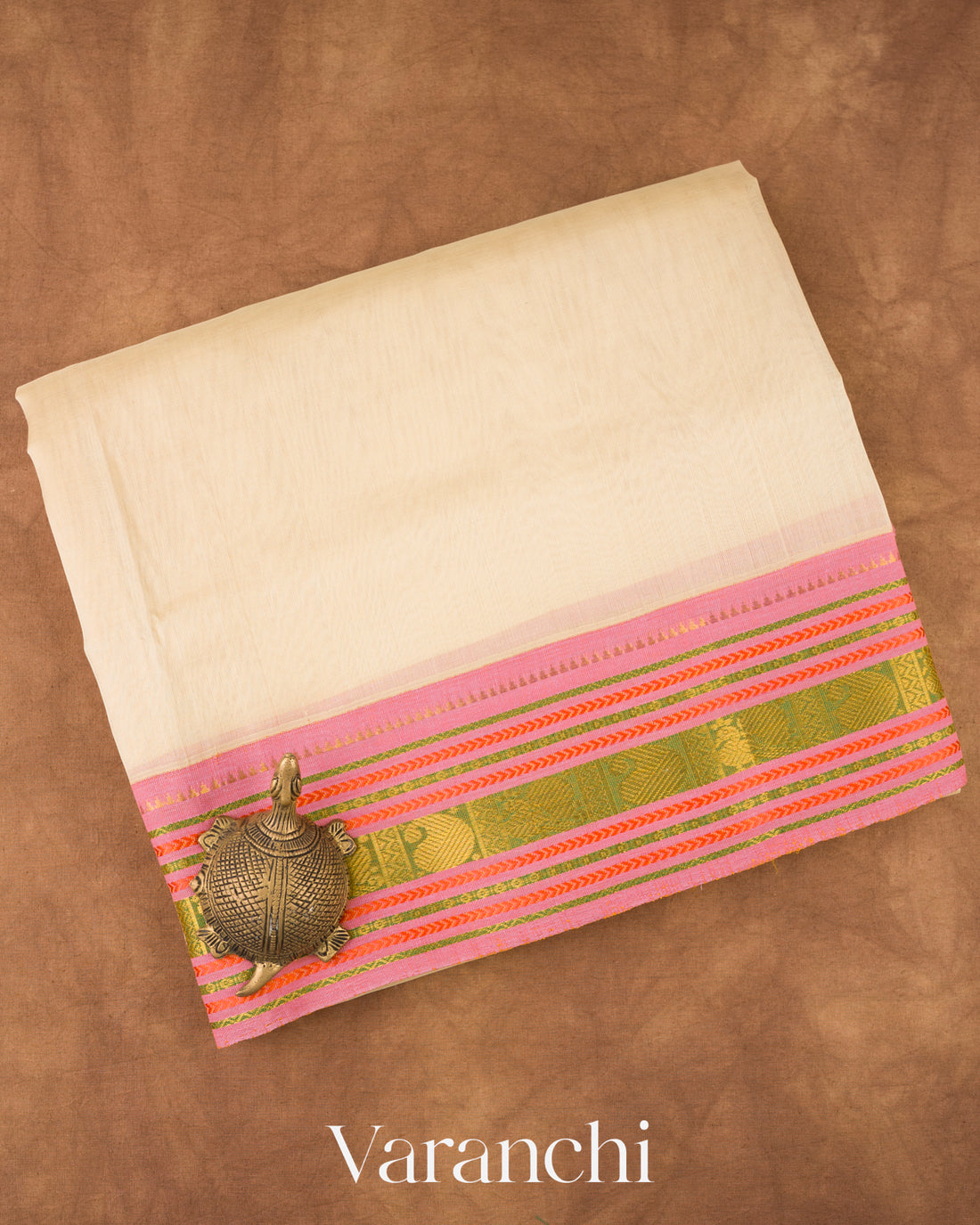 Ivory Cream Pure Kanchipuram Silk Cotton Saree  