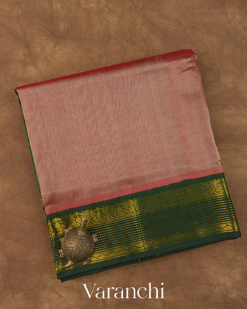 Rose Gold Pure Kanchipuram Silk Cotton Handloom Saree
