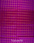 Rani Purple Checks Pure Kanchipuram Silk Cotton Saree