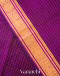 Royal Purple Checks Pure Kanchipuram Silk Cotton Handloom Saree