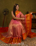 Rose Gold Pure Kanchipuram Silk Cotton Handloom Saree 