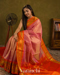 Rose Gold Pure Kanchipuram Silk Cotton Handloom Saree 