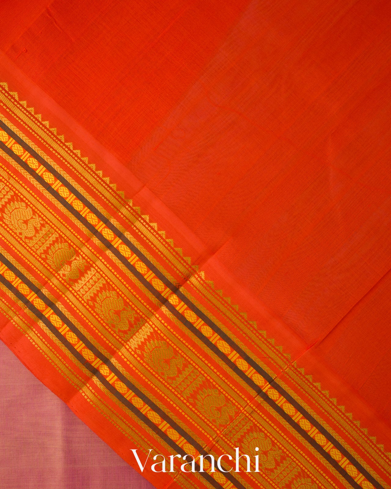 Rose Gold Pure Kanchipuram Silk Cotton Handloom Saree 