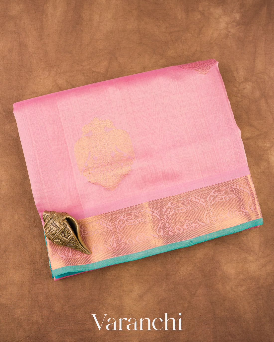 Blush Pink Pure Kanchipuram Silk Cotton Handloom Saree