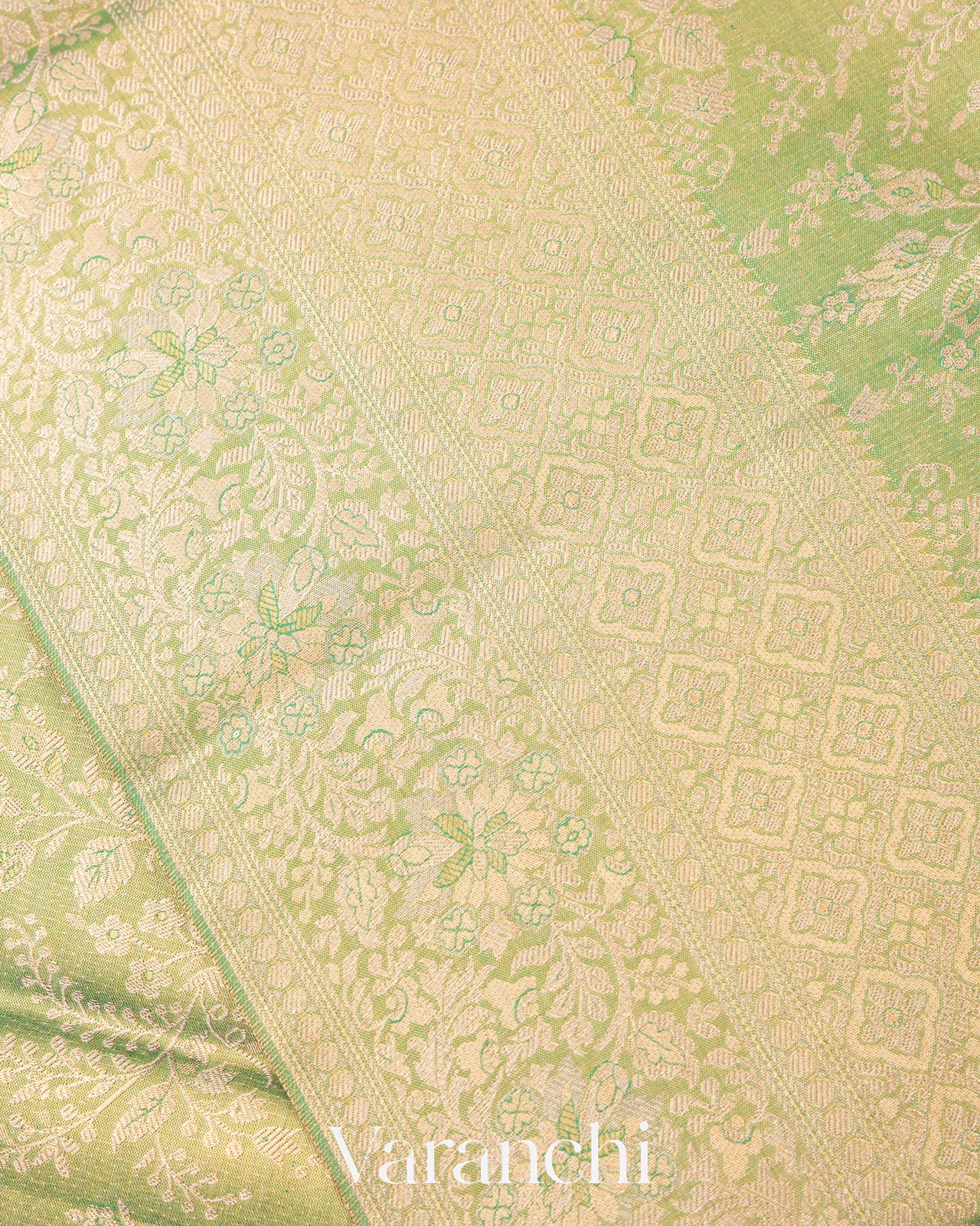 Sea Green Heavy Brocade Pure Tissue Kanchipuram Silk Saree
