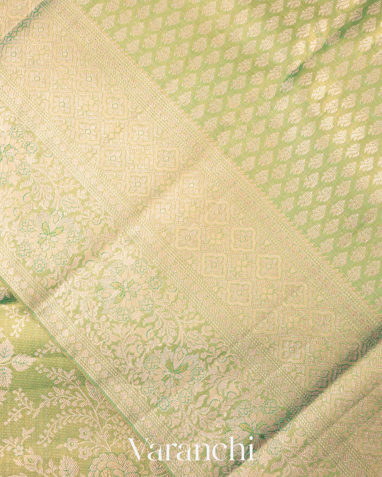 Sea Green Heavy Brocade Pure Tissue Kanchipuram Silk Saree