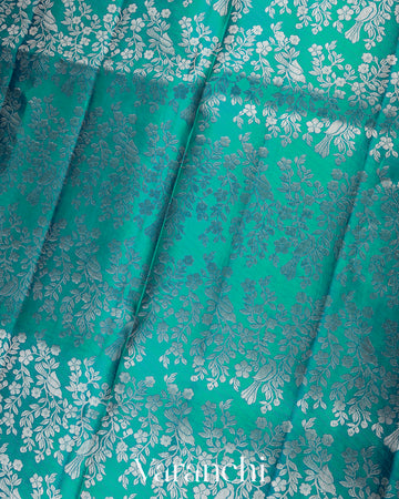 Teal Heavy Brocade Pure Kanchipuram Silk Saree