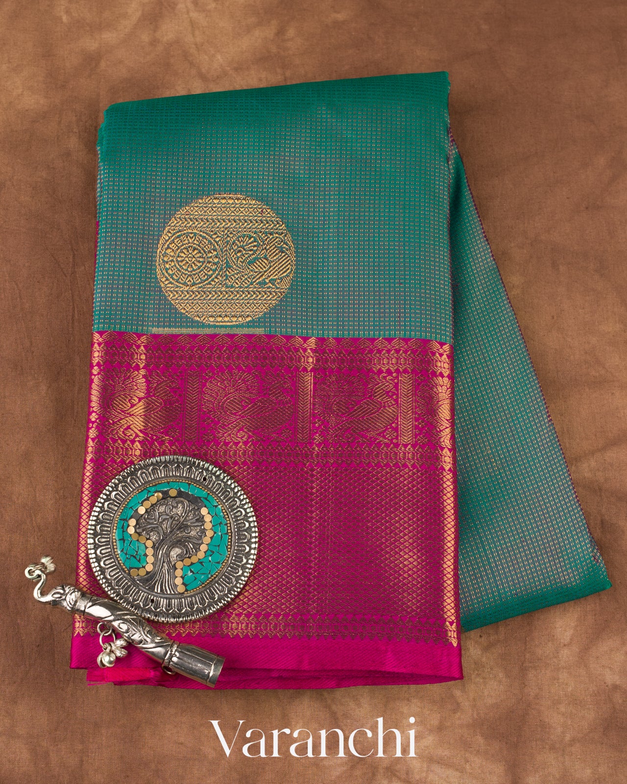 Rama Green Pure Kanchipuram Silk Handloom Saree 