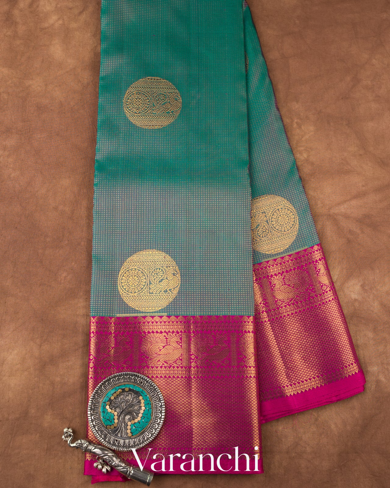 Rama Green Pure Kanchipuram Silk Handloom Saree 