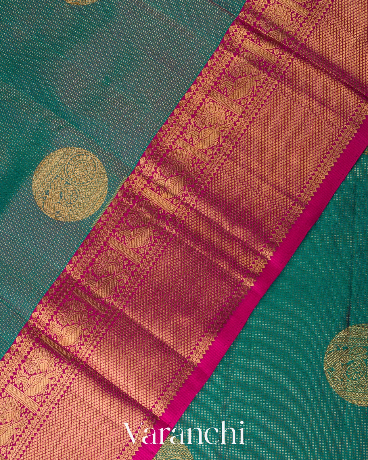 Rama Green Pure Kanchipuram Silk Handloom Saree 