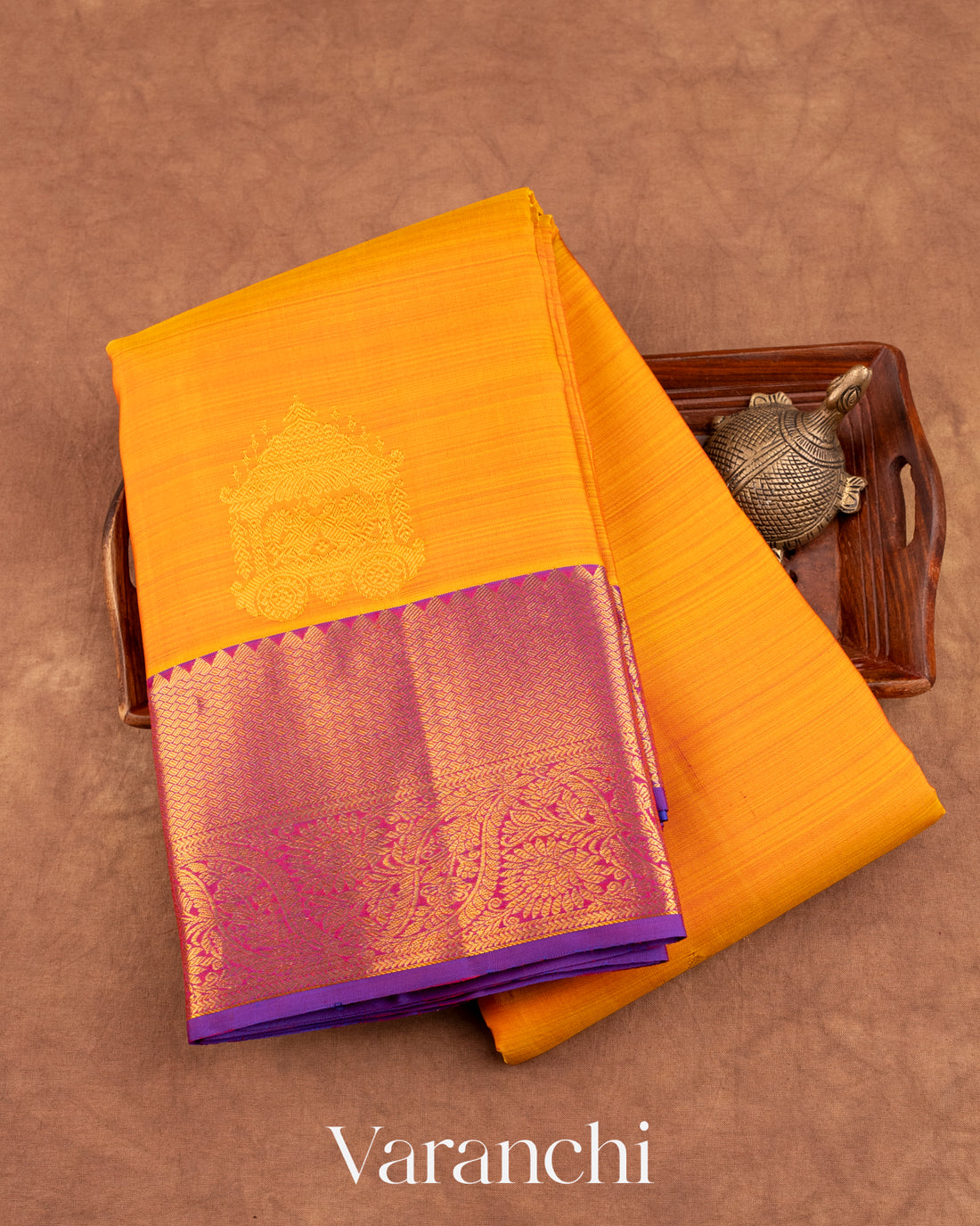 Turmeric Yellow Pure Kanchipuram Silk Handloom Saree