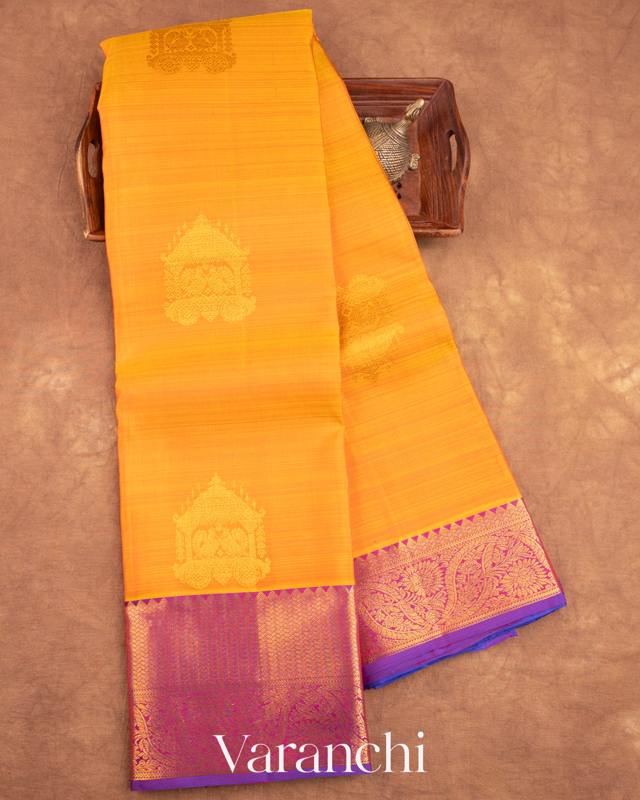 Turmeric Yellow Pure Kanchipuram Silk Handloom Saree
