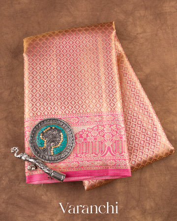 Baby Pink Heavy Brocade Pure Tissue Kanchipuram Silk Saree