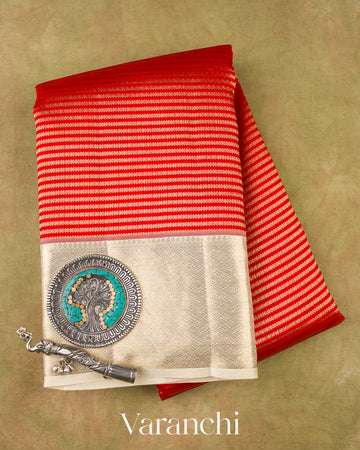 Bright Red Pure Kanchipuram Silk Handloom Saree