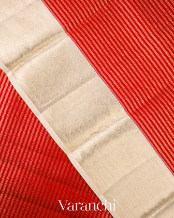 Bright Red Pure Kanchipuram Silk Handloom Saree