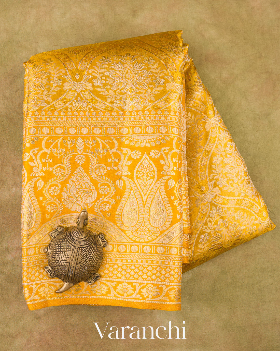 Golden Yellow Pure Kanchipuram Silk Saree