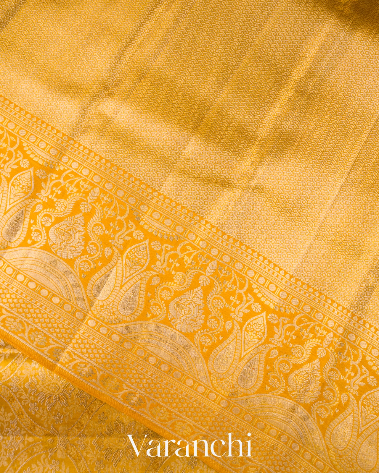 Golden Yellow Pure Kanchipuram Silk Saree