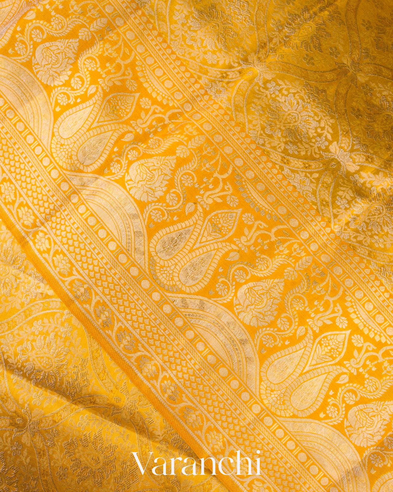 Golden Yellow Pure Kanchipuram Silk Saree