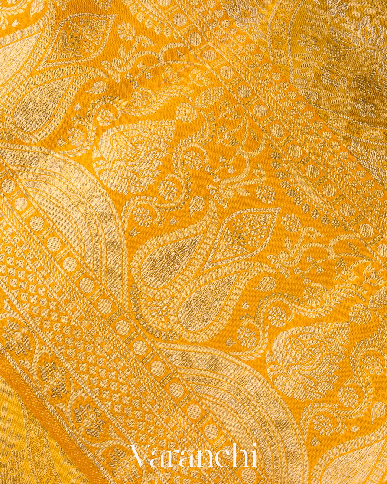 Golden Yellow Pure Kanchipuram Silk Saree