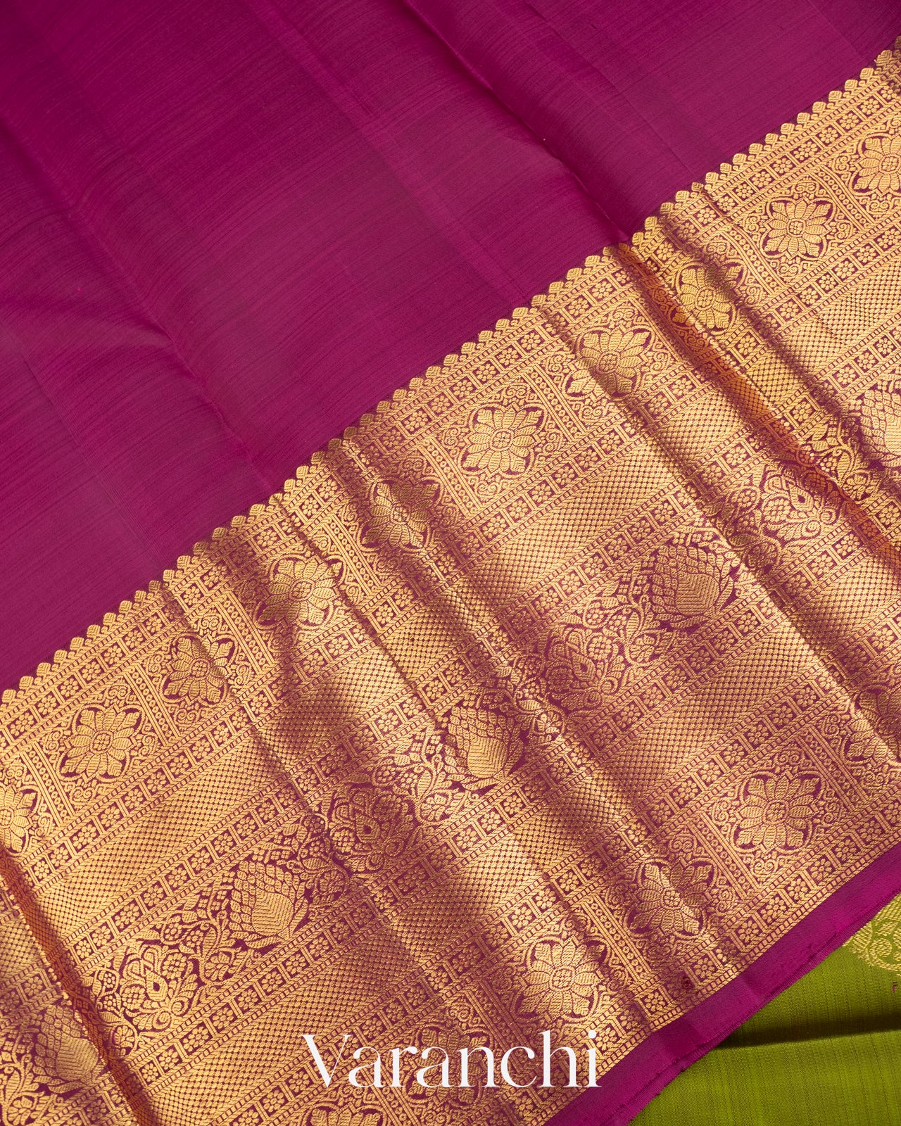 Olive Green Pure Kanchipuram Silk Handloom Saree