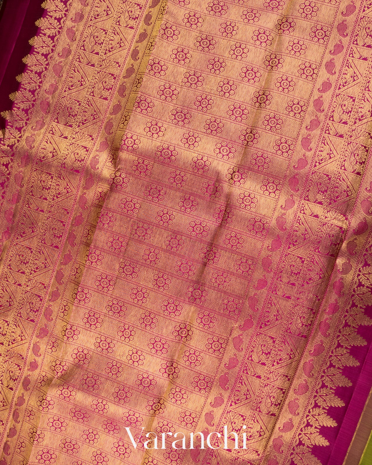 Olive Green Pure Kanchipuram Silk Handloom Saree