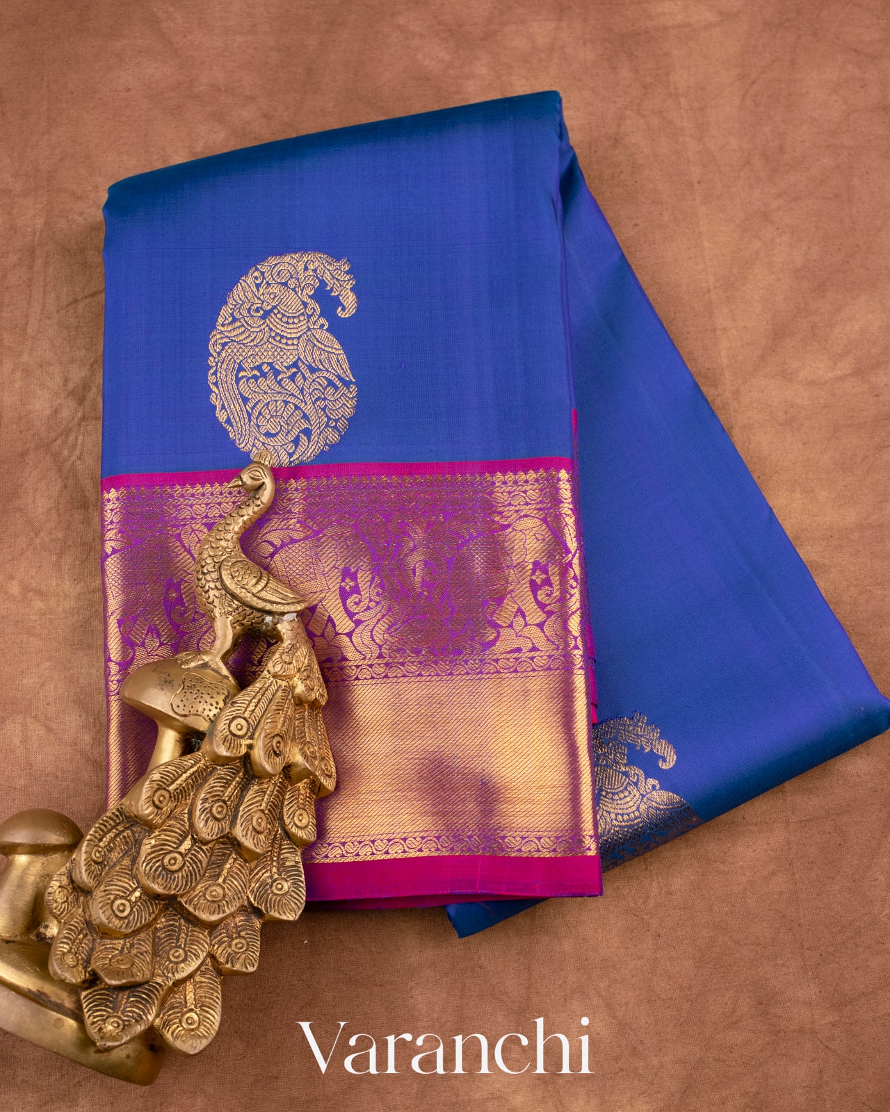 Royal Blue Pure Kanchipuram Silk Handloom Saree