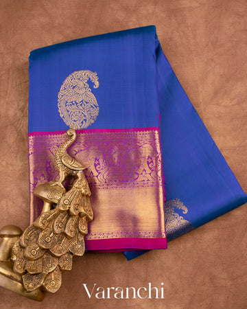 Royal Blue Pure Kanchipuram Silk Handloom Saree