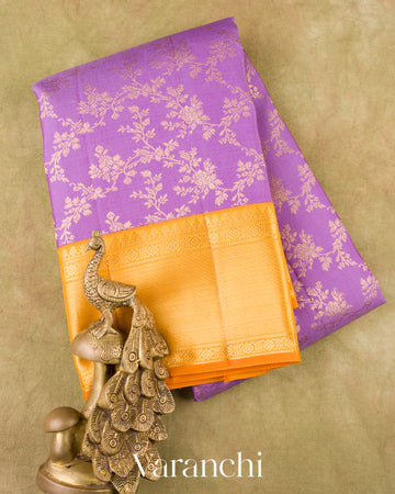 Deep Lilac Heavy Brocade Pure Kanchipuram Silk Saree