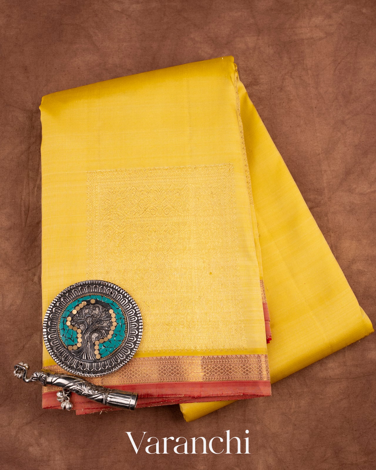 Yellow Pure Kanchipuram Silk Handloom Saree