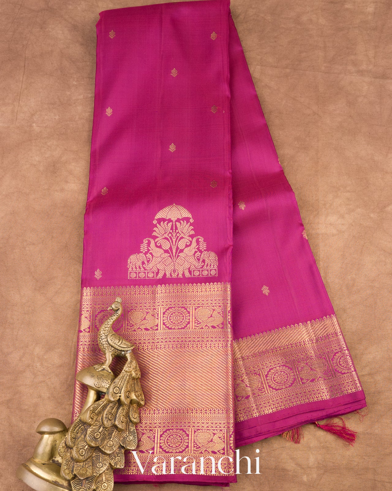 Burgundy Pure Kanchipuram Silk Handloom Saree