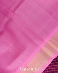 Deep Magenta Checks Pure Kanchipuram Silk Cotton Handloom Saree