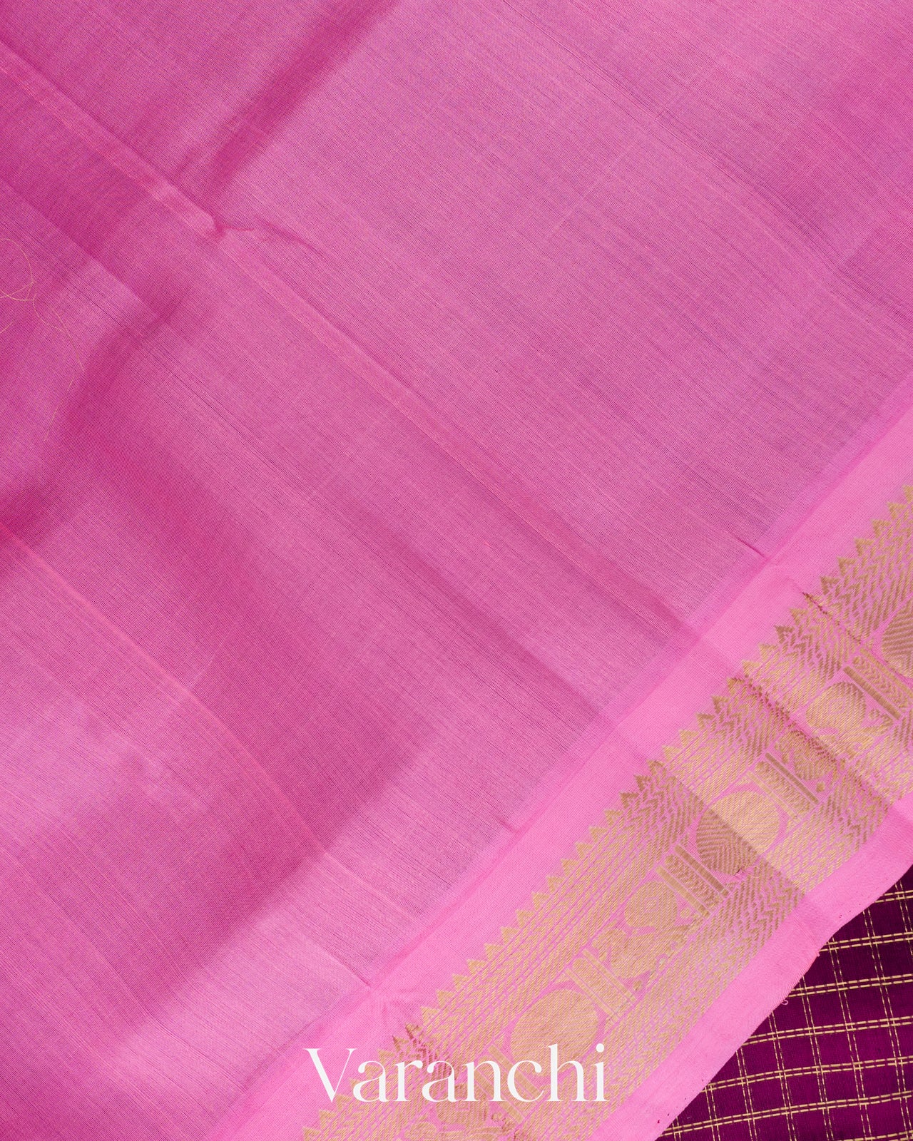 Deep Magenta Checks Pure Kanchipuram Silk Cotton Handloom Saree