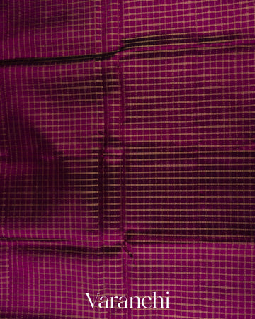Deep Magenta Checks Pure Kanchipuram Silk Cotton Handloom Saree
