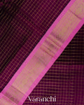 Deep Magenta Checks Pure Kanchipuram Silk Cotton Handloom Saree